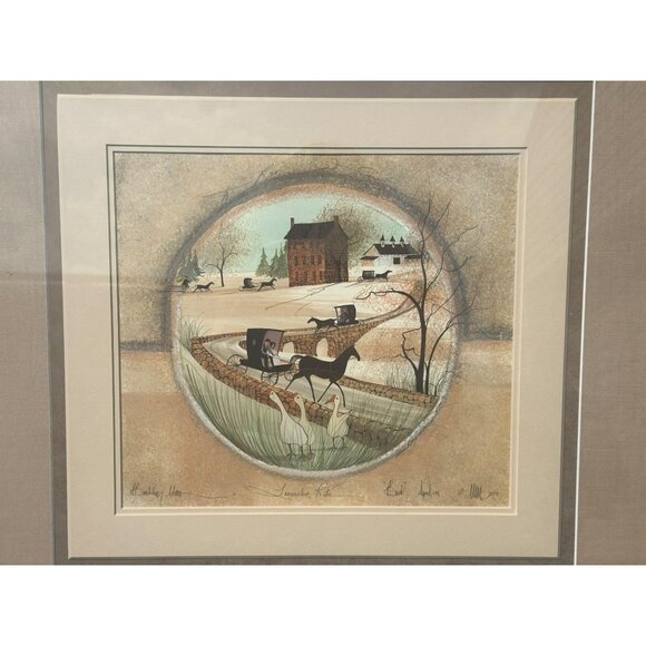 VTG 1991 P. Buckley Moss Amish Winter Scene Print Lancaster Ride Folk Art COA - Picture 2 of 10